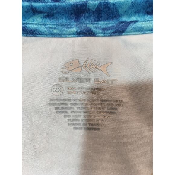 Silver Bait UPF 50+ Performance Long Sleeve Fishing Shirt Blue Camo 2X - Picture 5 of 7